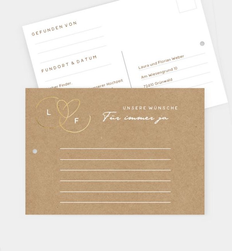 Ballonkarte Hochzeit Ewiges Herzgold · Crafty