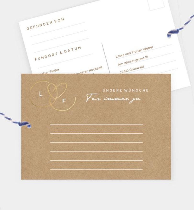 Ballonkarte Hochzeit Ewiges Herzgold · Crafty