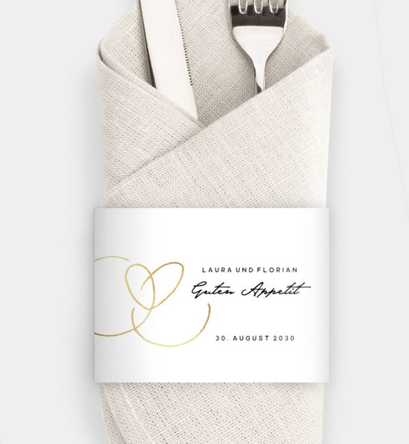 Besteck Servietten-Zubehör Hochzeit Ewiges Herzgold