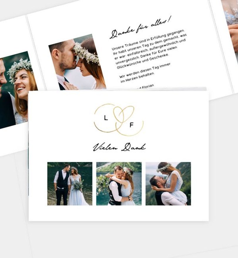 Dankeskarte Hochzeit Ewiges Herzgold