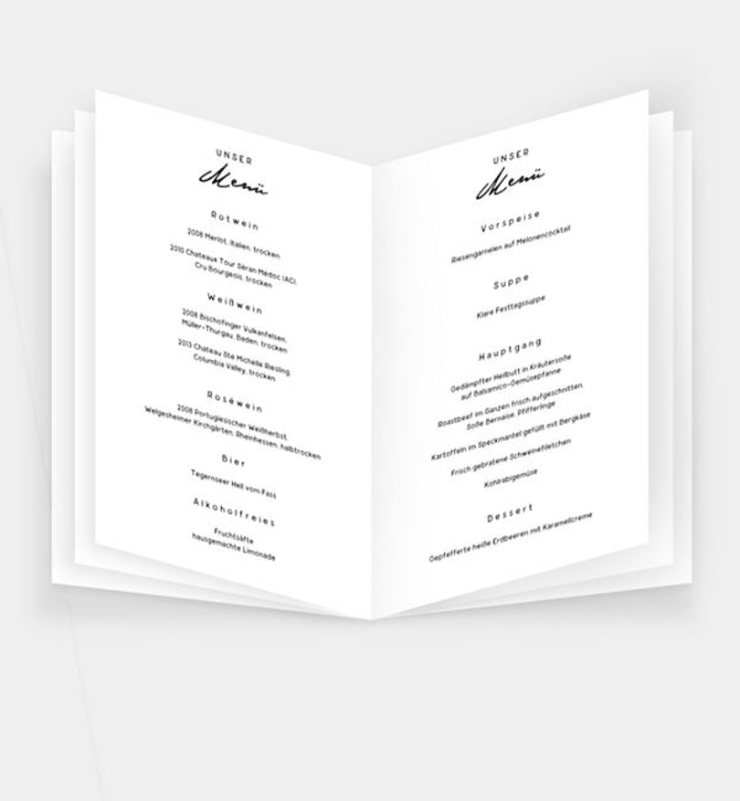 Einleger - Menükarte Hochzeit Ewiges Herzgold