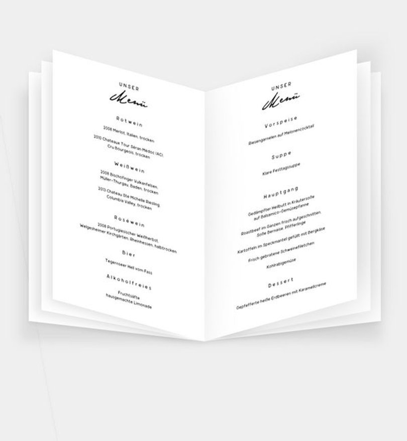 Einleger - Menükarte Hochzeit Ewiges Herzgold