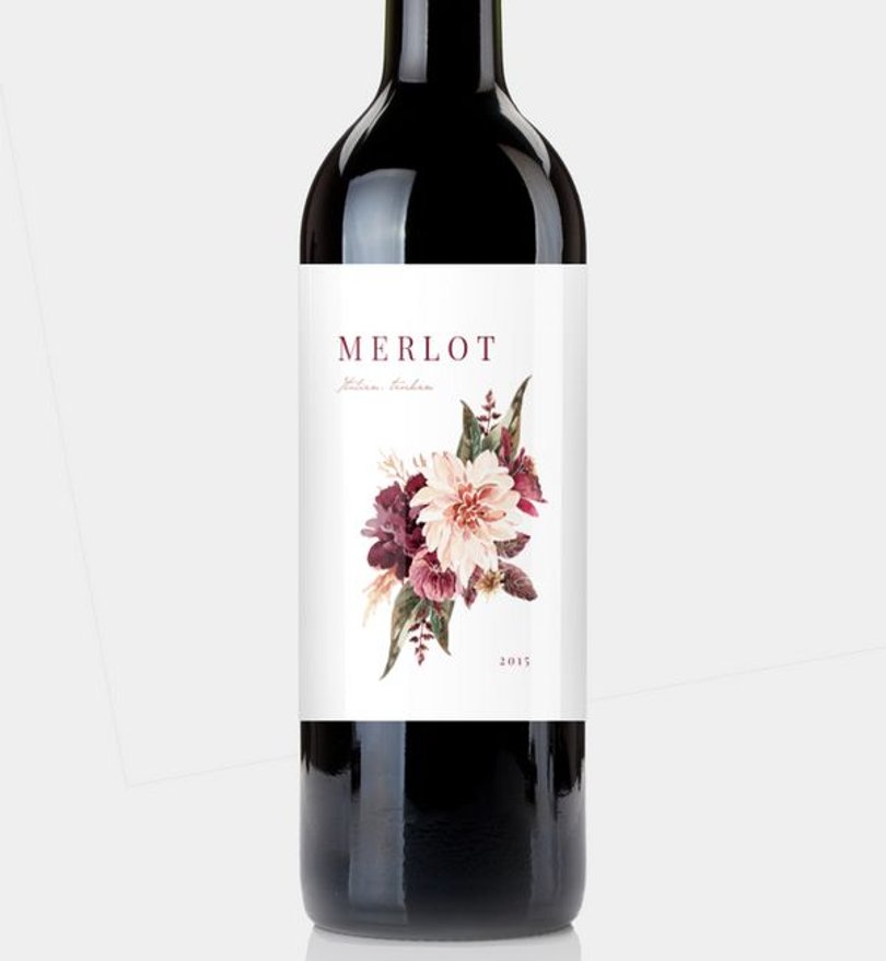 Flaschenetikett Hochzeit Boho Romance