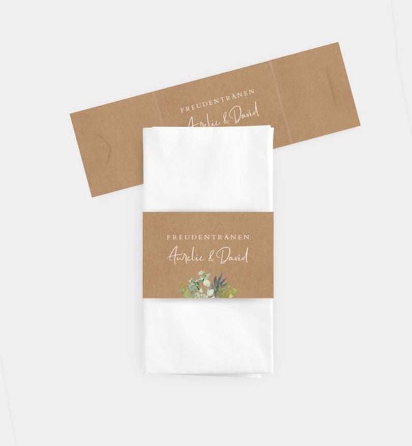 Taschentücher Banderole Hochzeit Wiesenbouquet