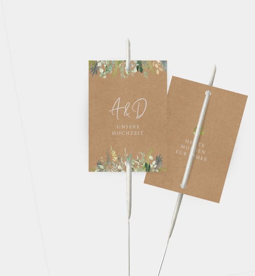 Wunderkerzenetikett Hochzeit Wiesenbouquet