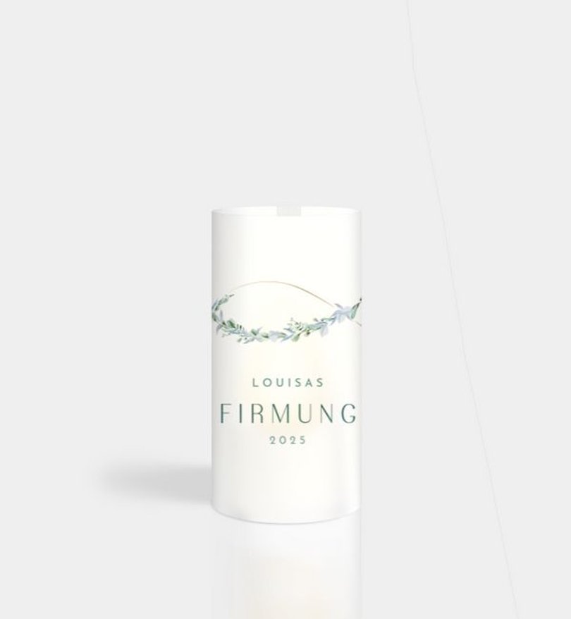 Windlichtkarte Firmung Blätterzeichen