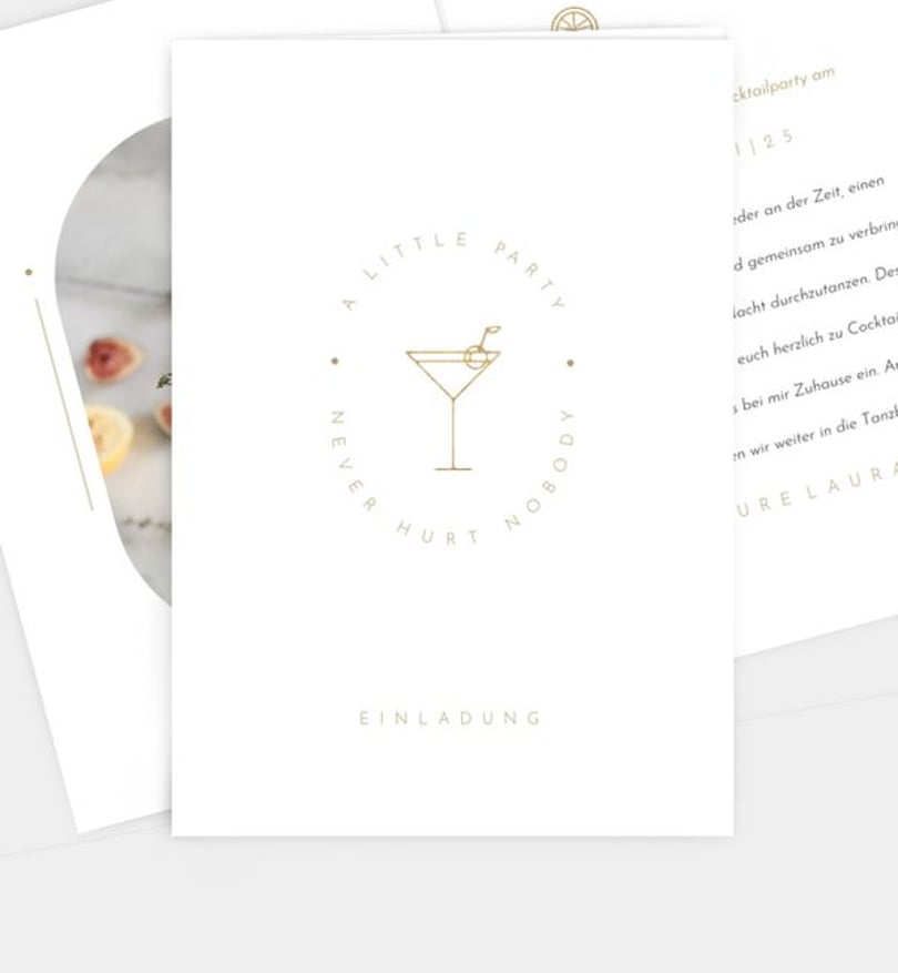 Einladungskarte dinner/einladungskarte/occasion Golden Drink