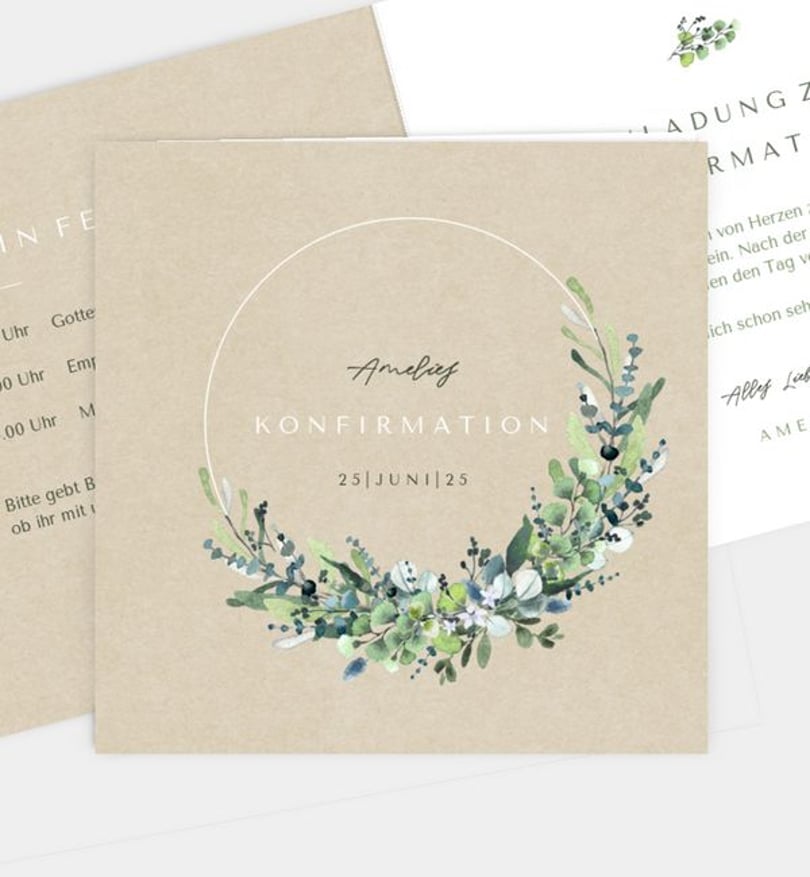 Einladungskarte Konfirmation Schönes Land · Vintage