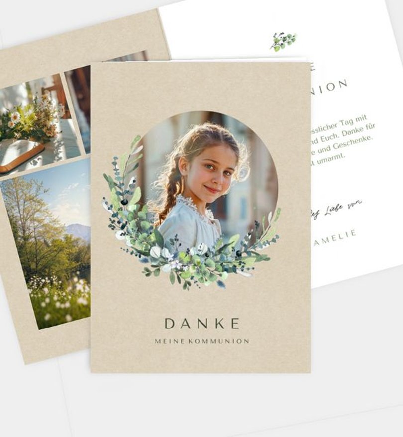 Dankeskarte Kommunion Schönes Land · Vintage