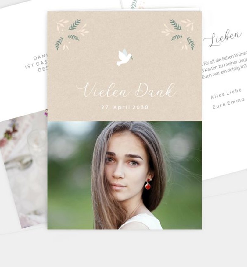 Dankeskarte Jugendweihe Flying Bird · Crafty