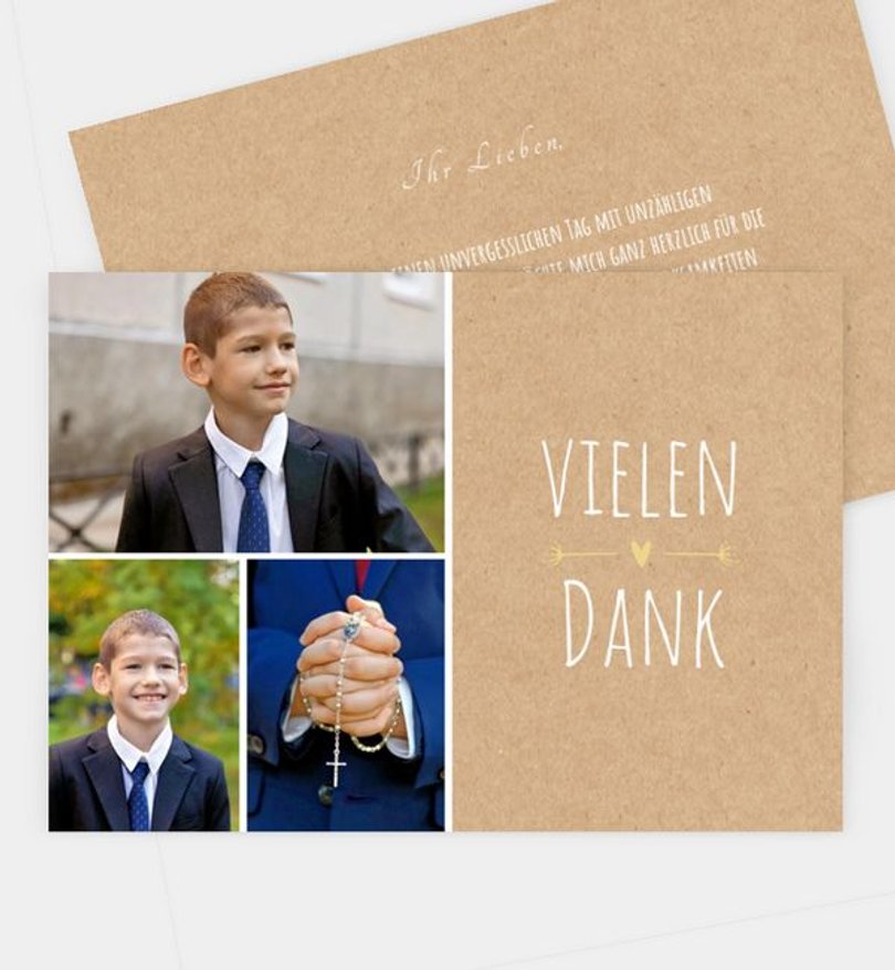 Dankeskarte Kommunion Rustic Party