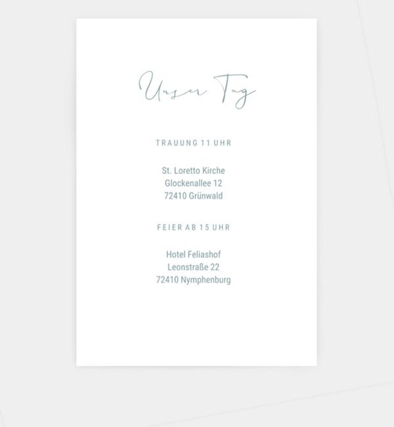 Einlegeblatt bedruckt Hochzeit Decent Summer
