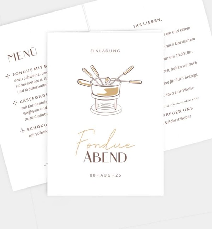 Einladungskarte dinner/einladungskarte/occasion Fondue