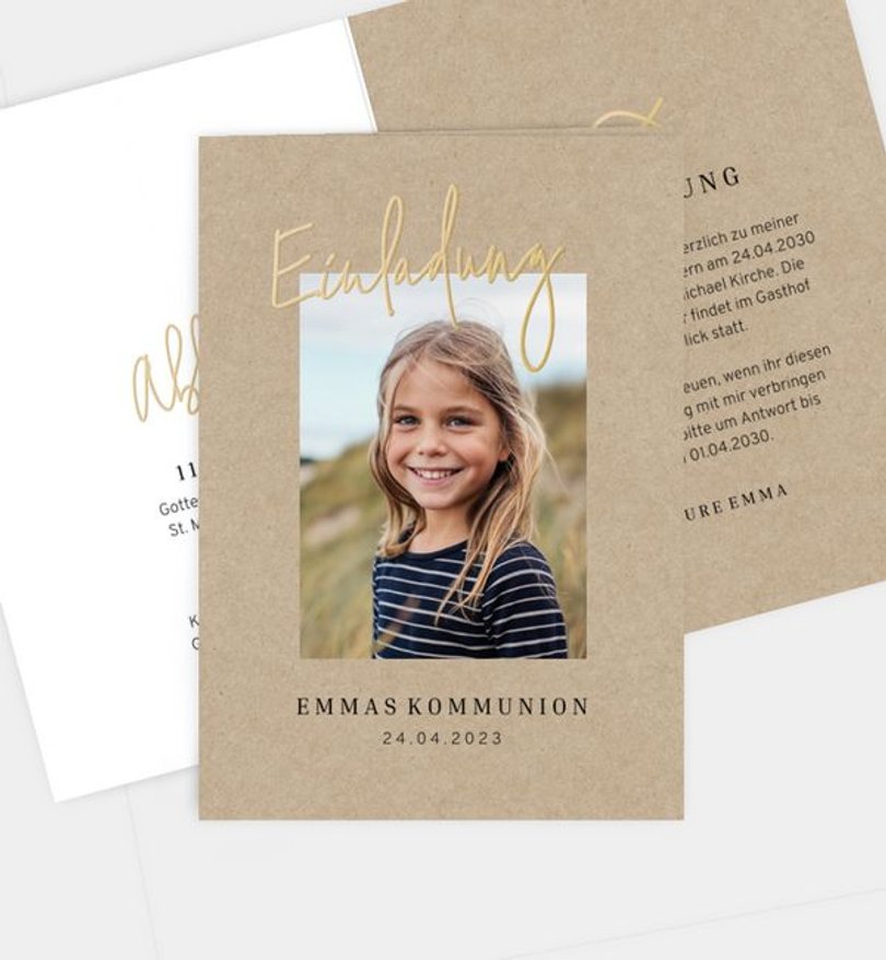 Einladungskarte Kommunion Golden Moment