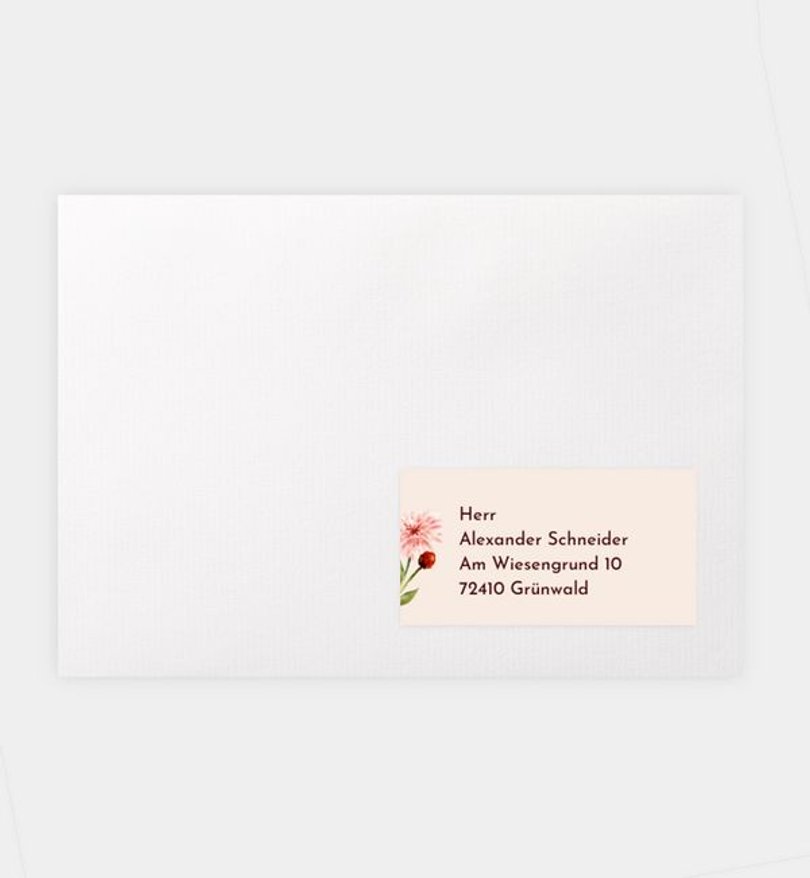 Empfängeraufkleber Geburtstag Blumenaquarell