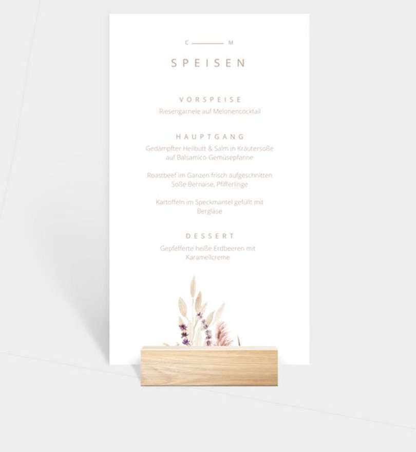 Menükarte Hochzeit Praia