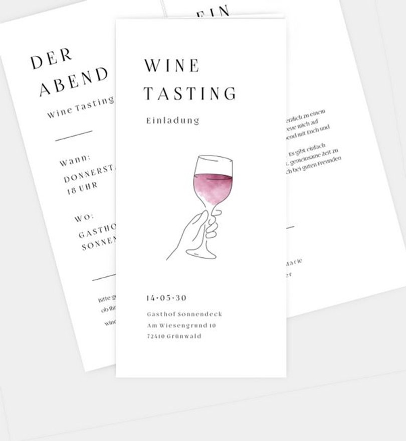 Einladungskarte Dinner Wine Tasting