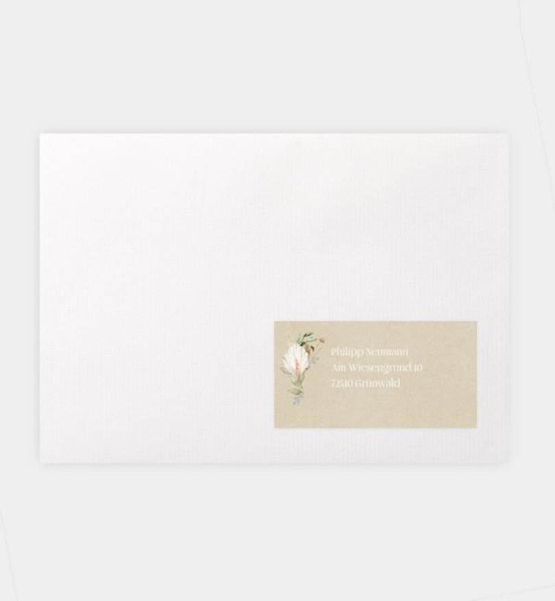 Empfängeraufkleber Hochzeit Boho Kranz