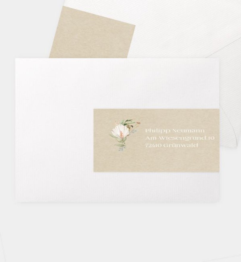 Adressaufkleber Hochzeit Boho Kranz