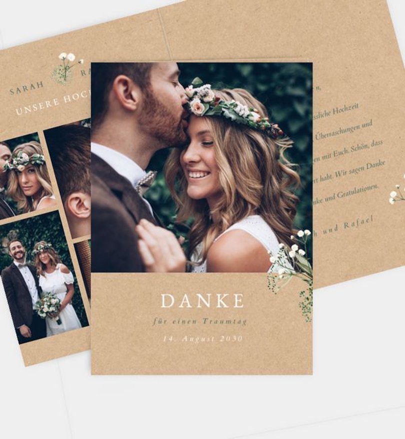 Dankeskarte Hochzeit Zarter Ausdruck · Vintage