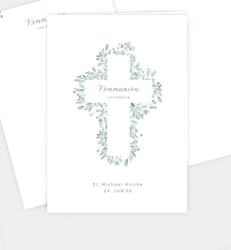 Kirchenheft Kommunion Greenery Cross