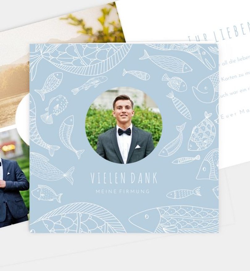 Dankeskarte Firmung Fischschwarm
