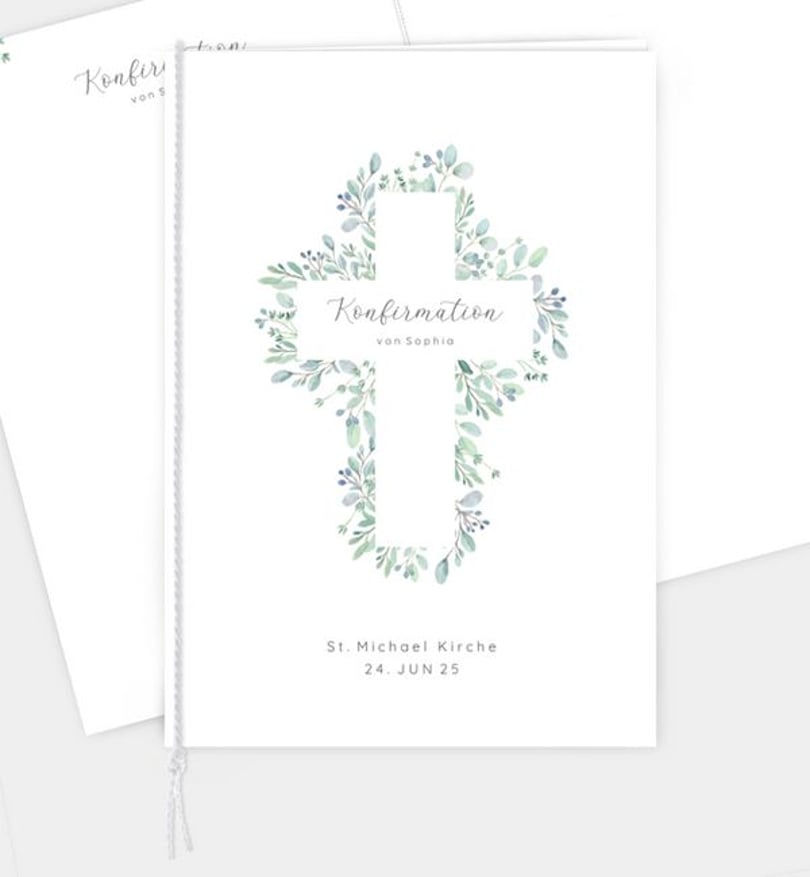 Kirchenheft konfirmation/kirchenheft/occasion Greenery Cross