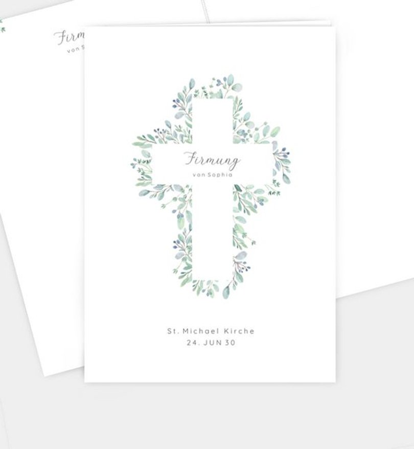 Kirchenheft Firmung Greenery Cross
