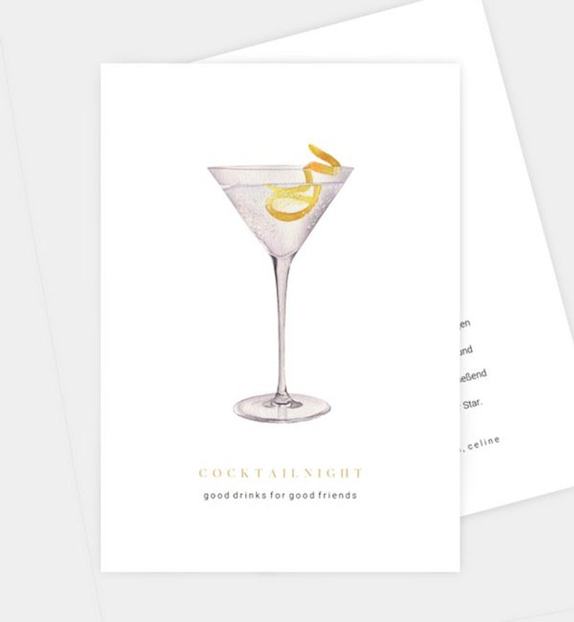 Einladungskarte Dinner Cocktailnight - Martini