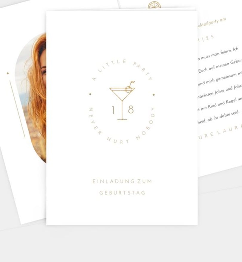 Einladungskarte Geburtstag Golden Drink