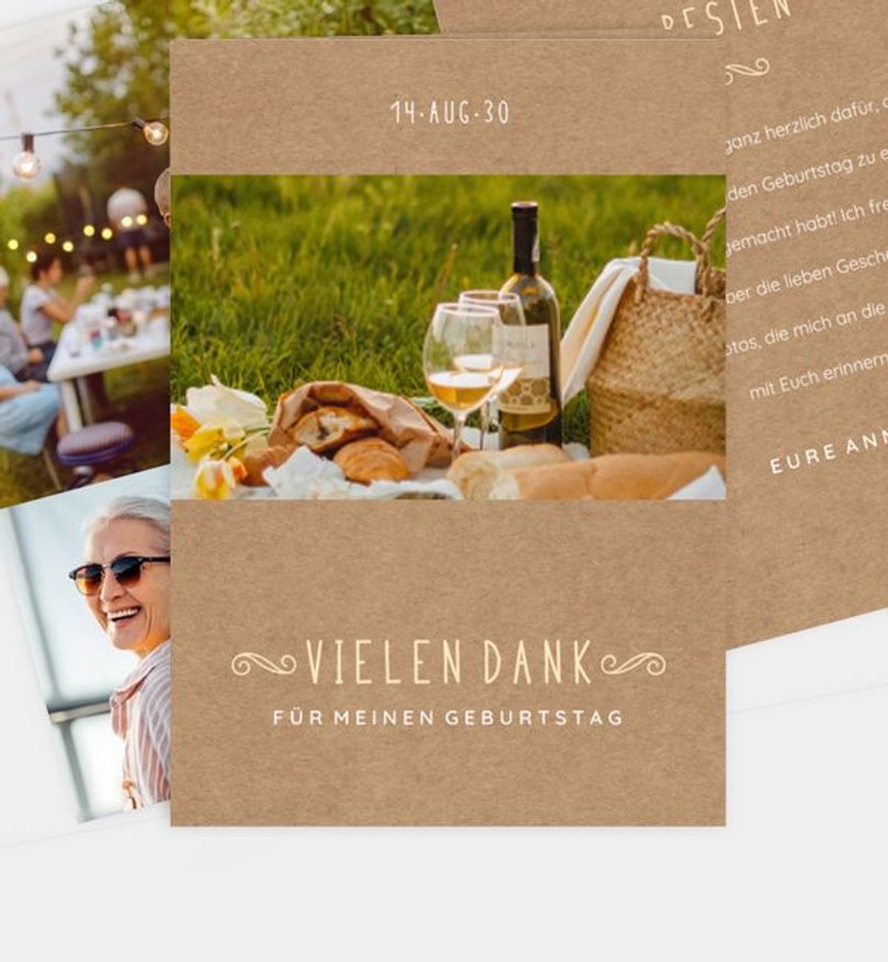 Dankeskarte Geburtstag Lovely Vintage