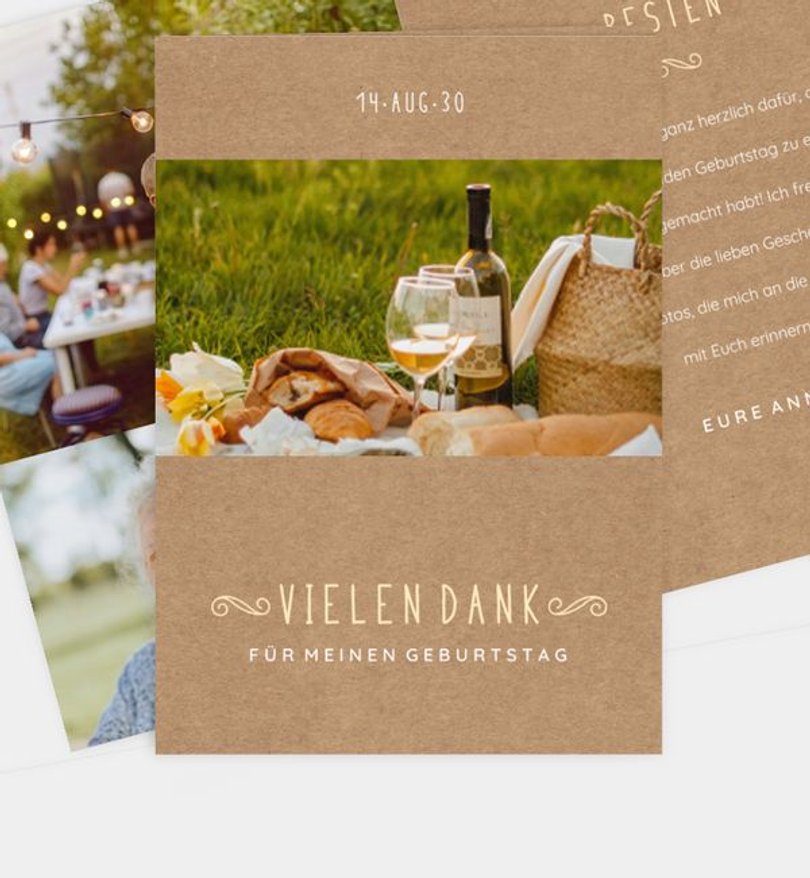 Dankeskarte Geburtstag Lovely Vintage