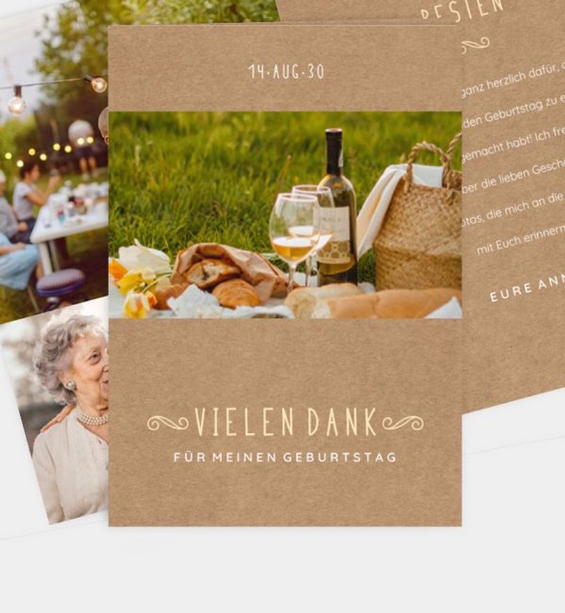 Dankeskarte Geburtstag Lovely Vintage