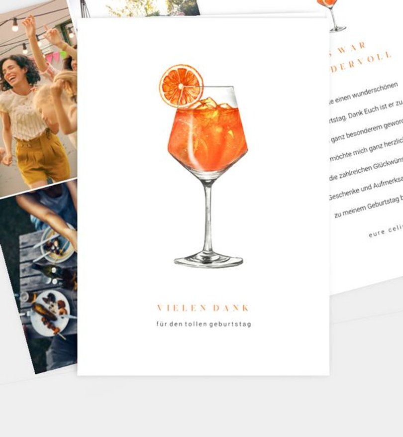 Dankeskarte Geburtstag Cocktailparty