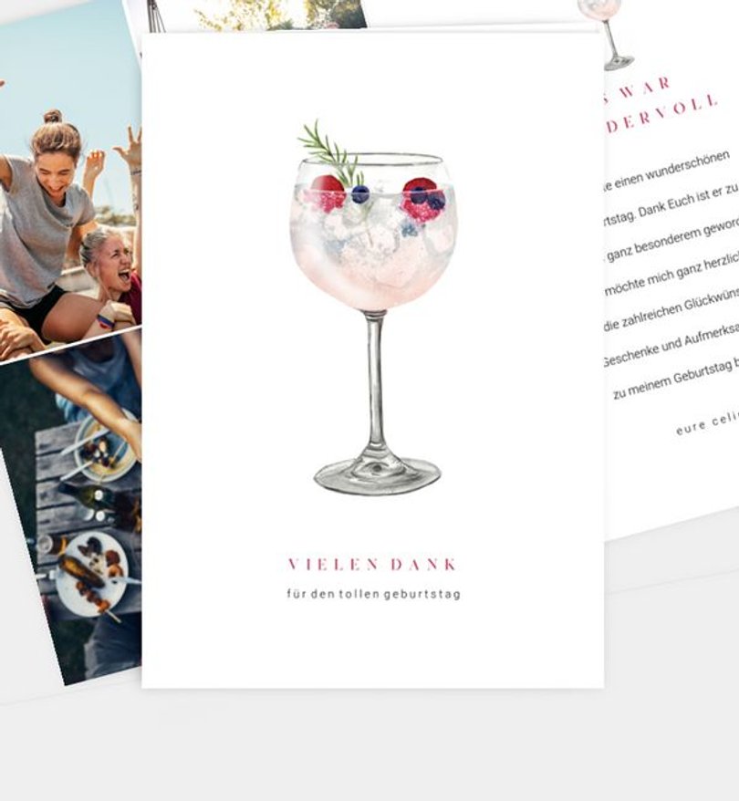 Dankeskarte Geburtstag Cocktailparty - Lillet