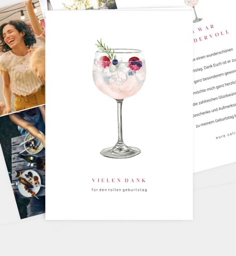 Dankeskarte Geburtstag Cocktailparty - Lillet