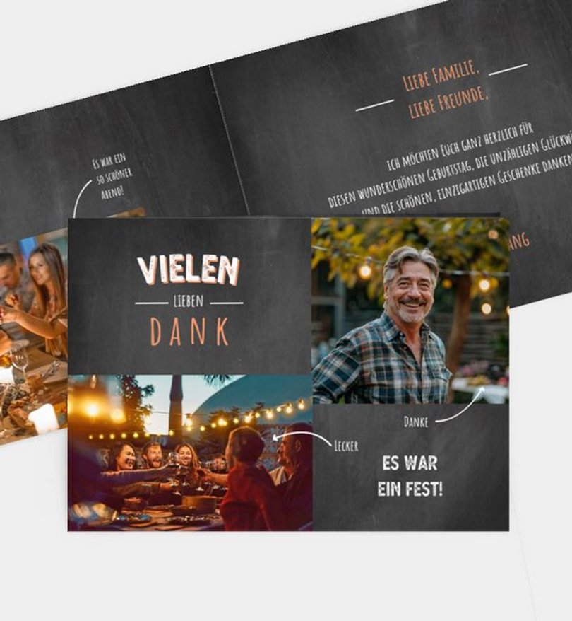 Dankeskarte Geburtstag Bildertafel