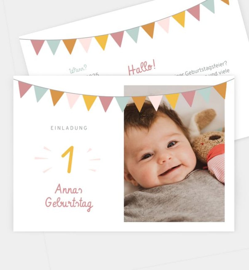 Einladungskarte Kindergeburtstag Girlande