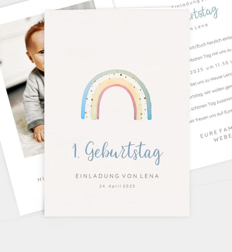 Einladungskarte Kindergeburtstag Soft Rainbow