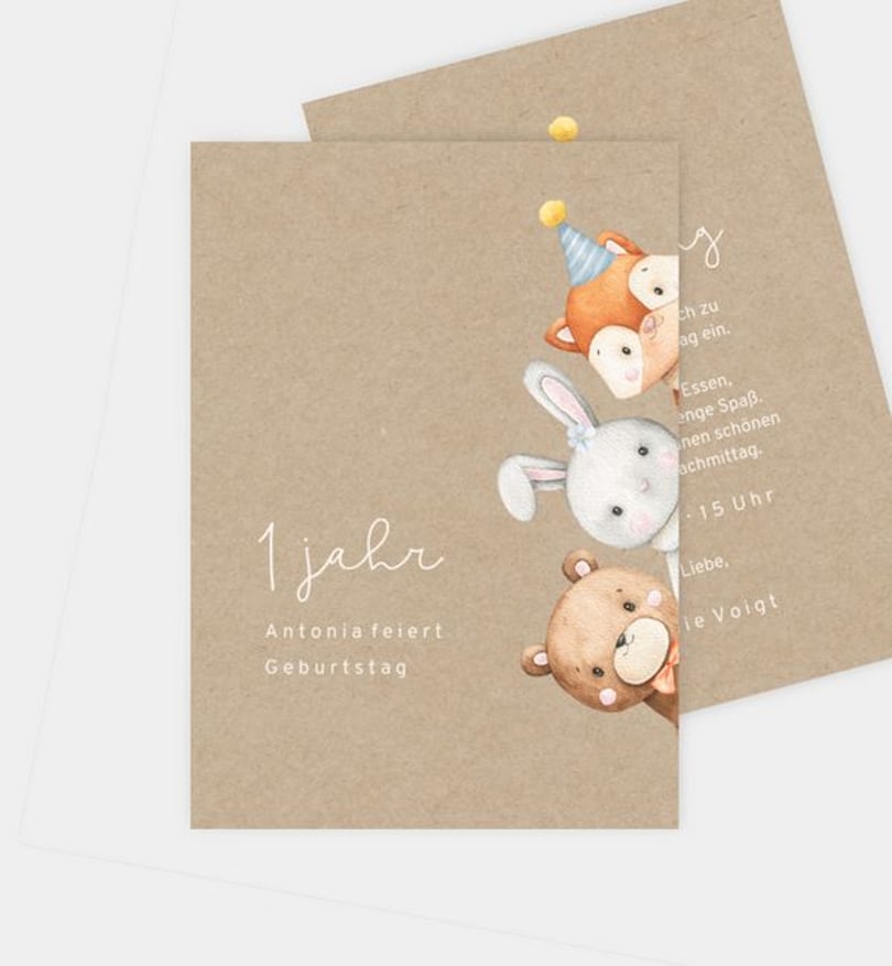 Einladungskarte Kindergeburtstag Woodland