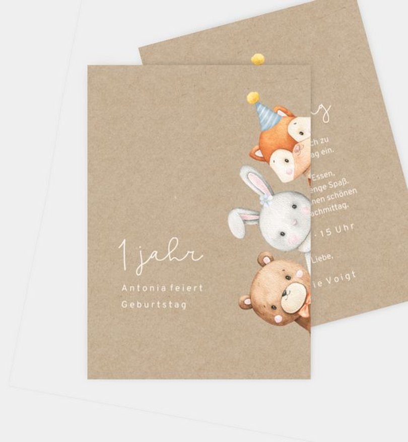 Einladungskarte Kindergeburtstag Woodland