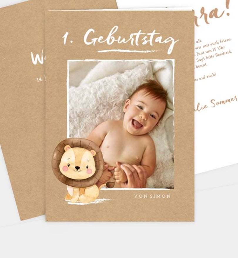 Einladungskarte Kindergeburtstag Little Lion · Crafty