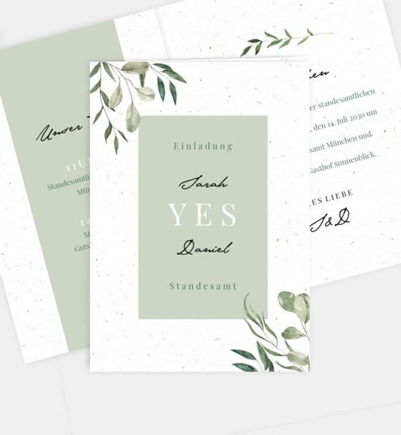 Einladung Standesamt Hochzeit Pure Nature