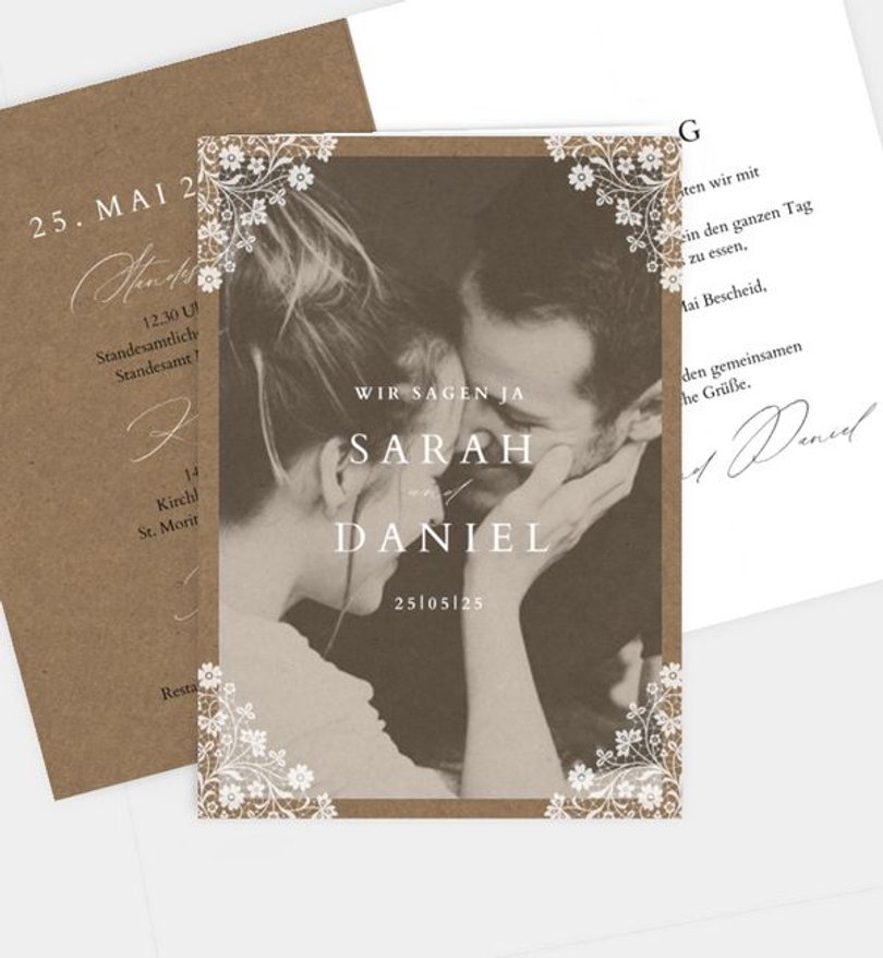 Einladung Standesamt Hochzeit Vintage Lace