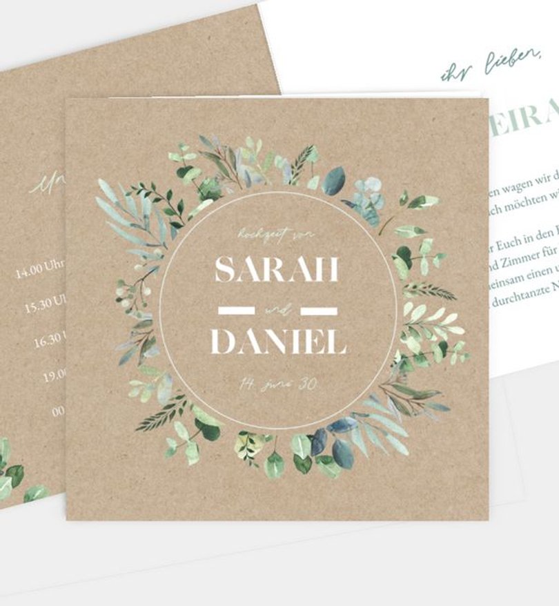 Einladung Standesamt Hochzeit Minty Flower