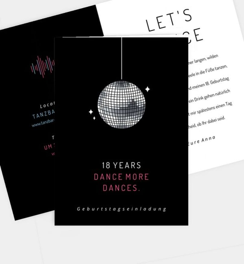 Einladungskarte Geburtstag Discokugel
