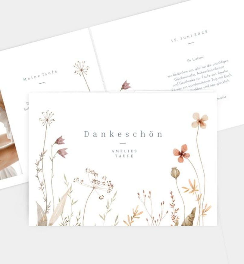 Dankeskarte Taufe Flower Meadow