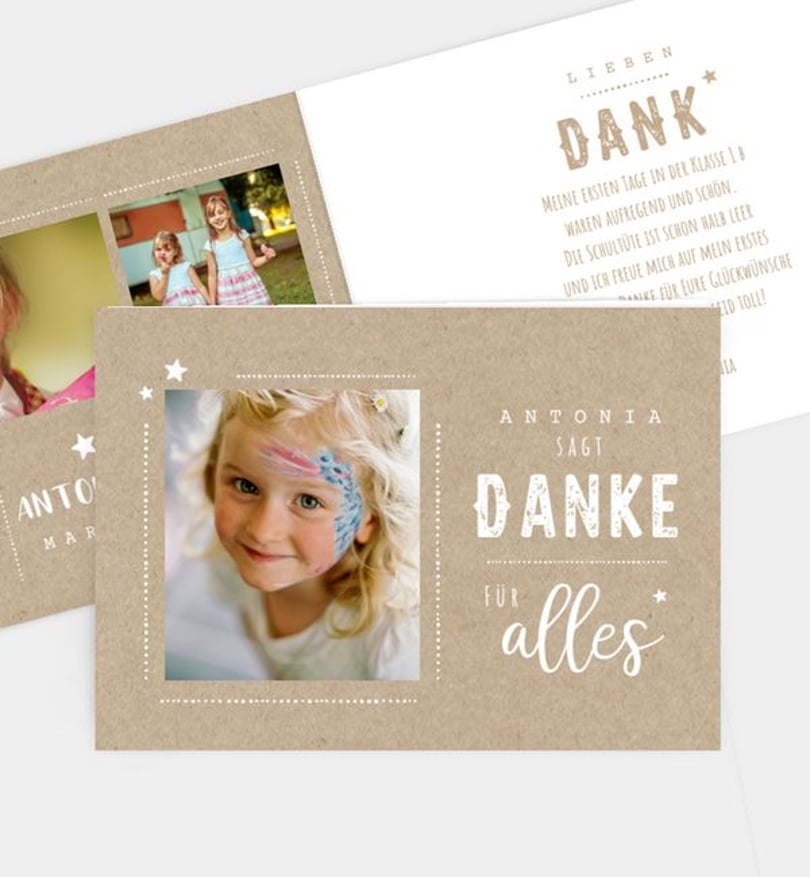 Dankeskarte Einschulung Unser Sonnenschein · Crafty