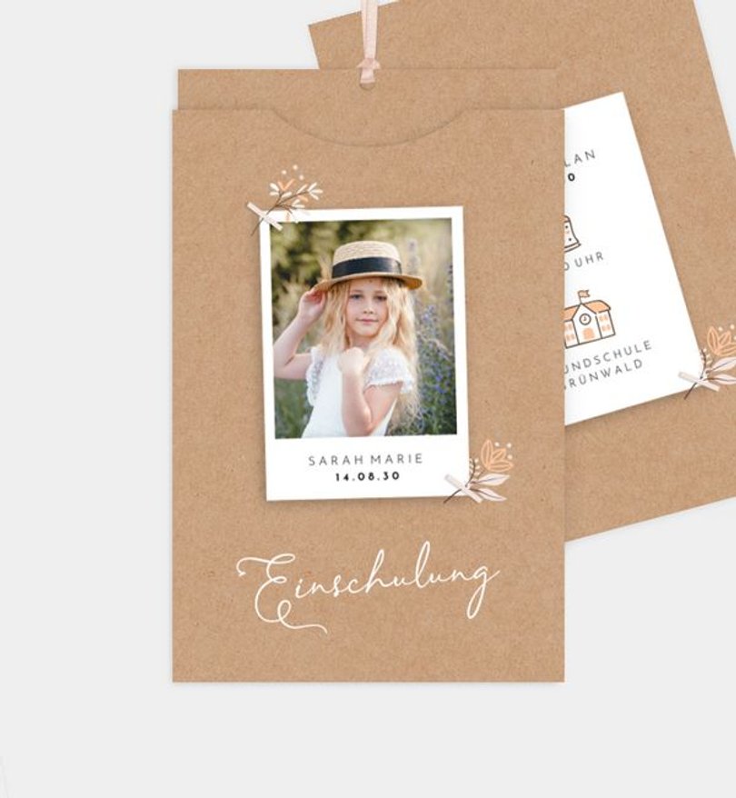 Einladungskarte Einschulung Cute Polaroid