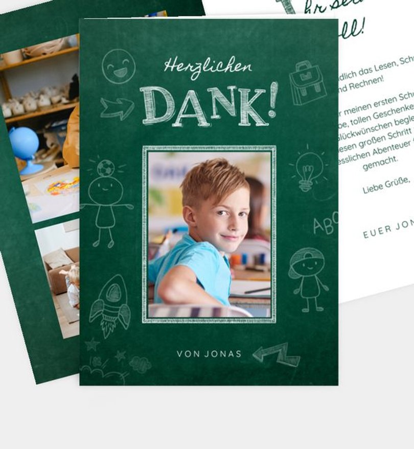 Dankeskarte Einschulung Scribble Letters